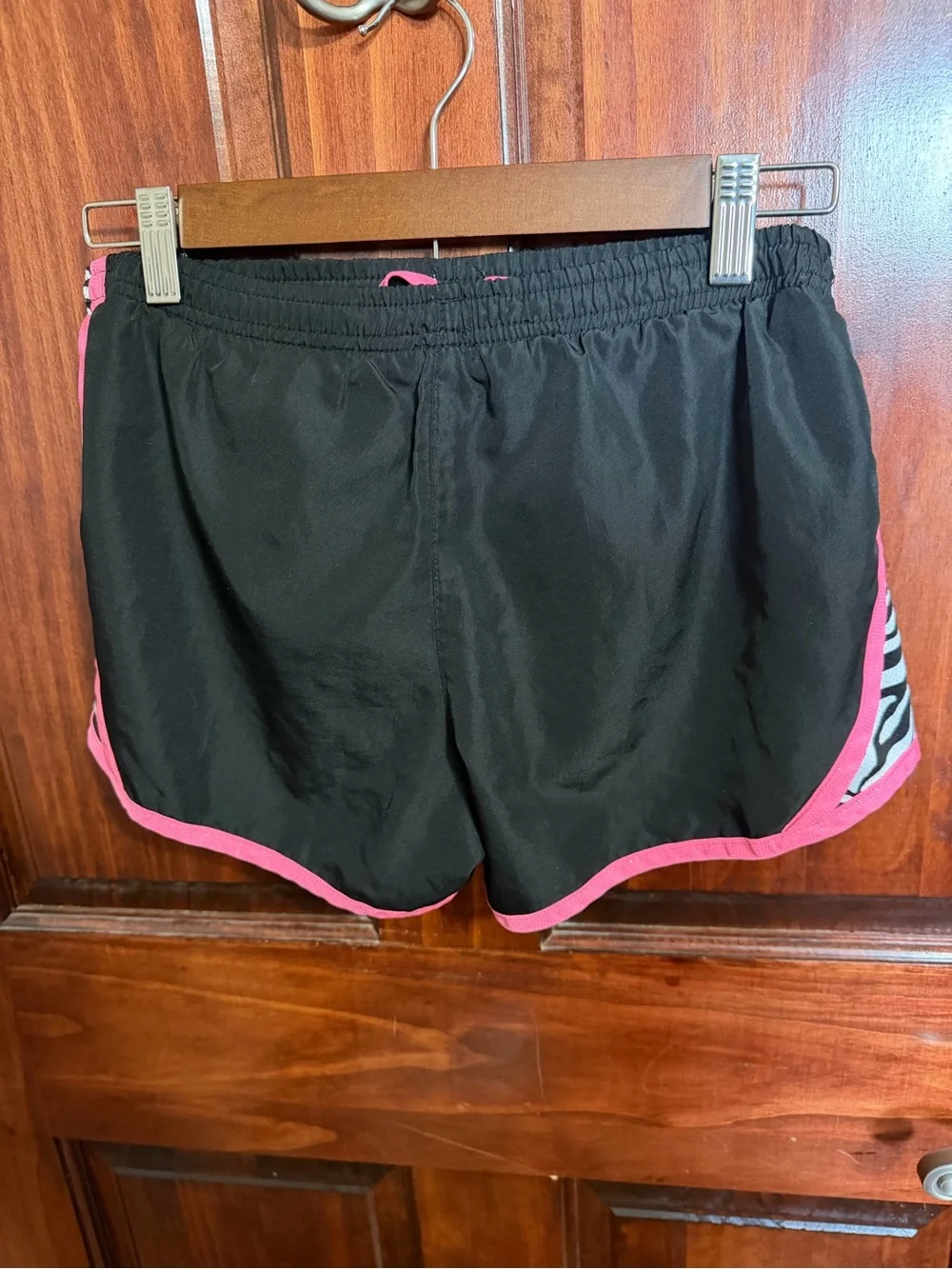 Justice Black Shorts with Pink Trim and Zebra Accent